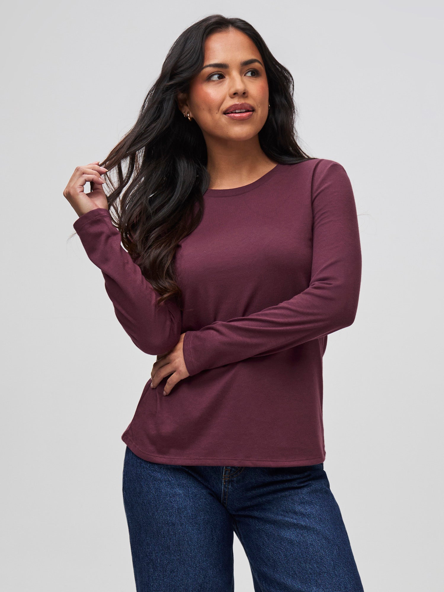 Women's Merlot Long Sleeve Crew