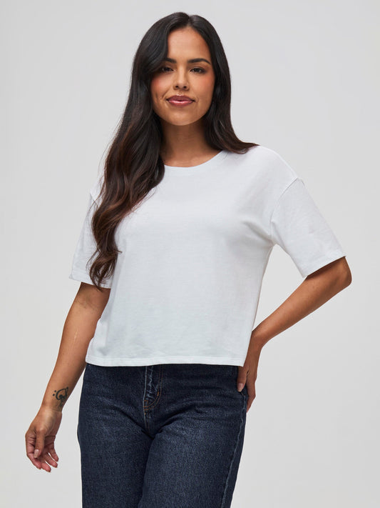Women's White Boxy Tee