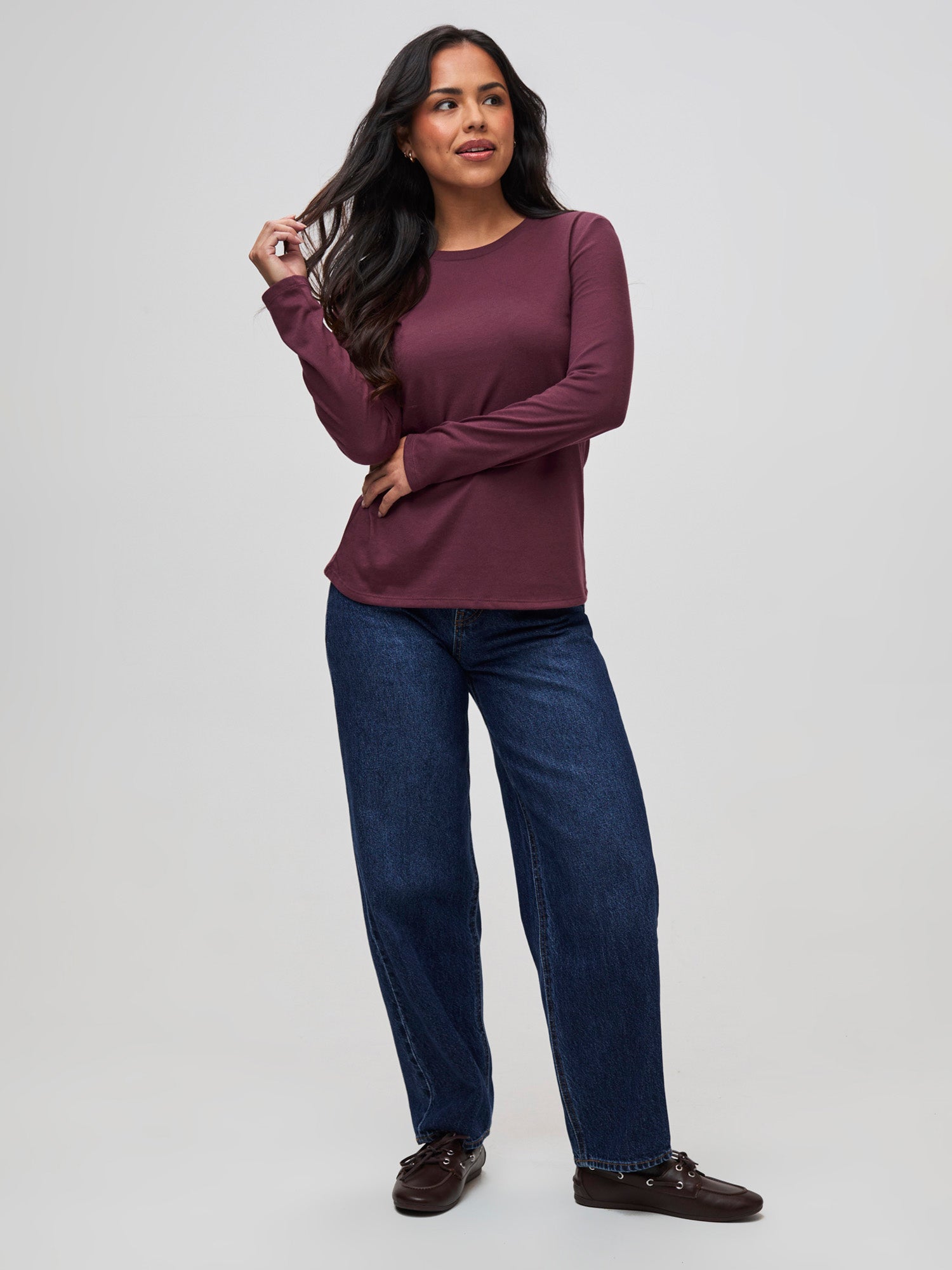 Women's Merlot Long Sleeve Crew