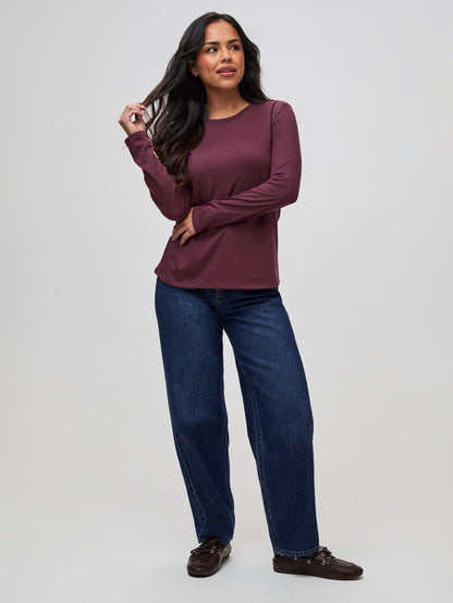 Women's Merlot Long Sleeve Crew