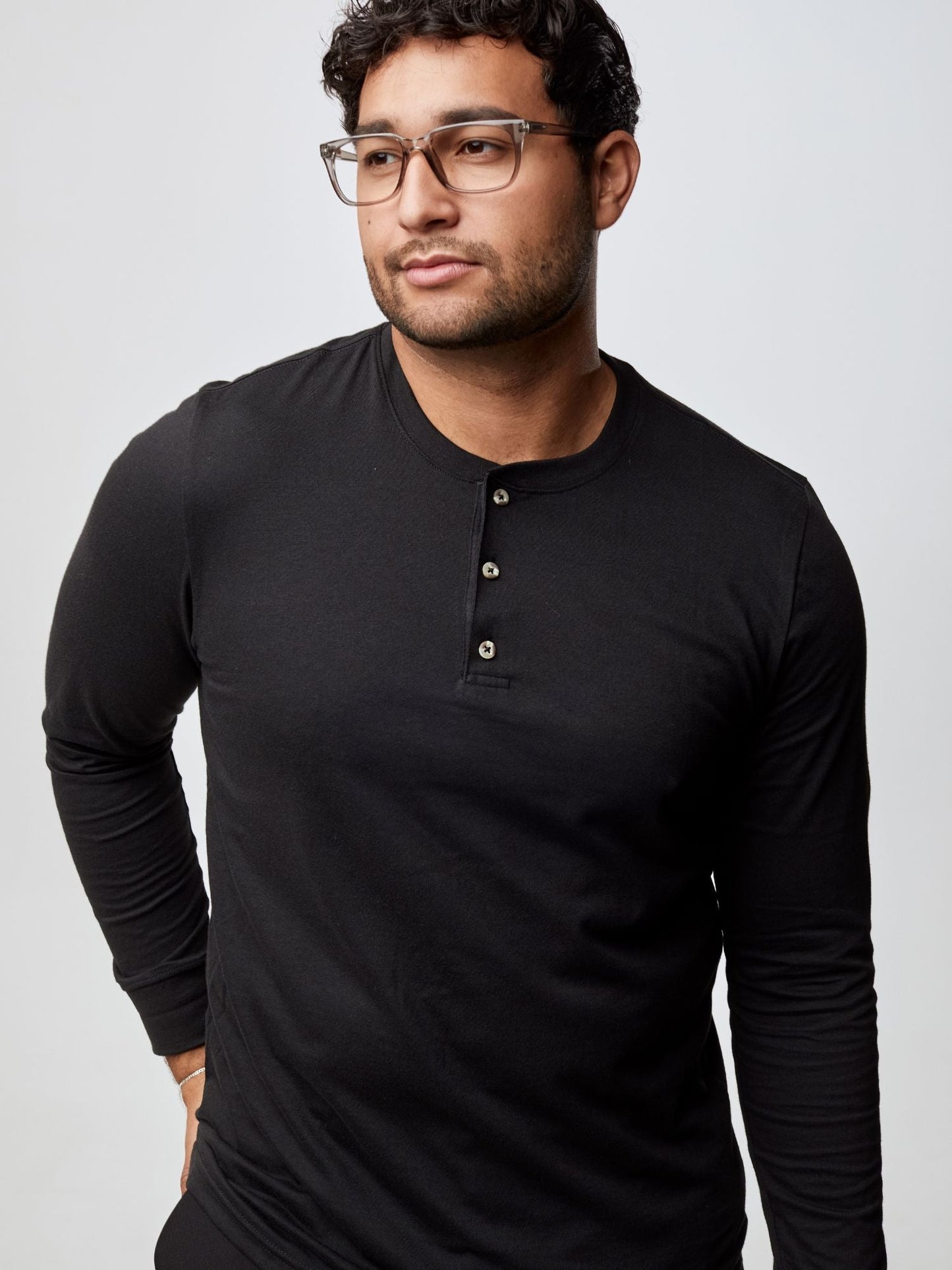 Black Long Sleeve Henley
