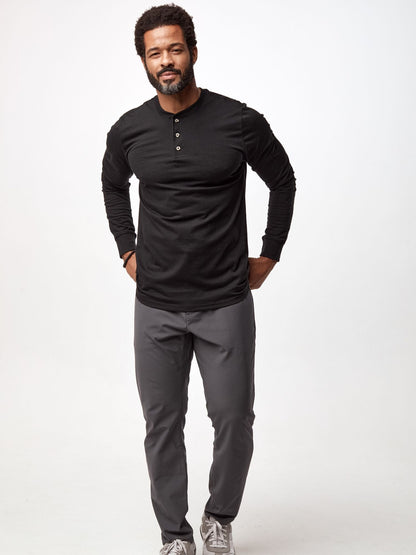 All Black Long Sleeve Henley 3-Pack