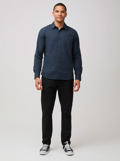 Black + Navy Gingham Long Sleeve Button Up