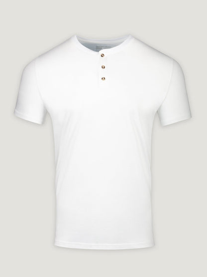 White Short Sleeve Henley
