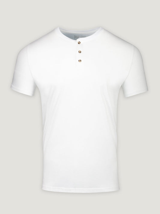 White Short Sleeve Henley