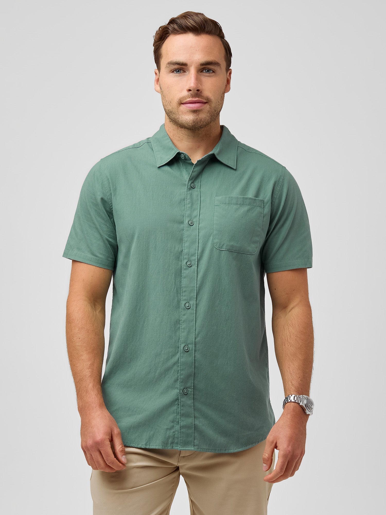 Short Sleeve Button Up Cool Tones 3-Pack