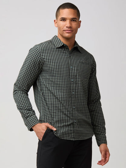 Black + Mercury Green Gingham Long Sleeve Button Up