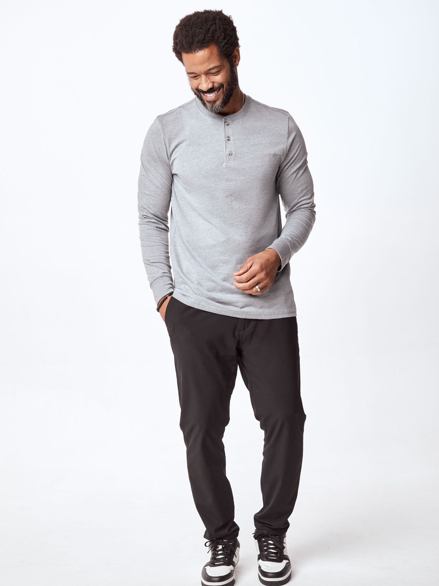 Heather Grey Long Sleeve Henley