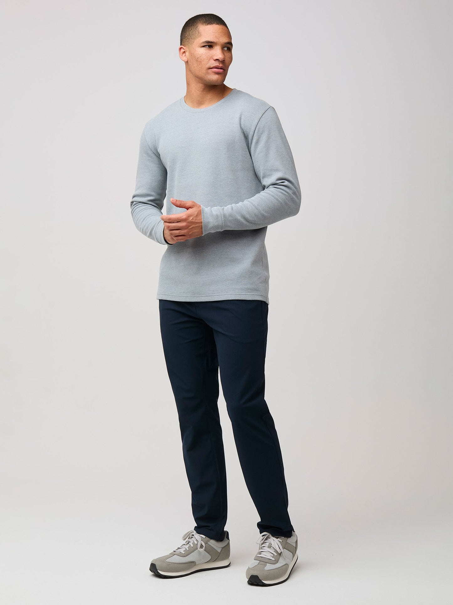 Heather Grey Thermal Long Sleeve Crew