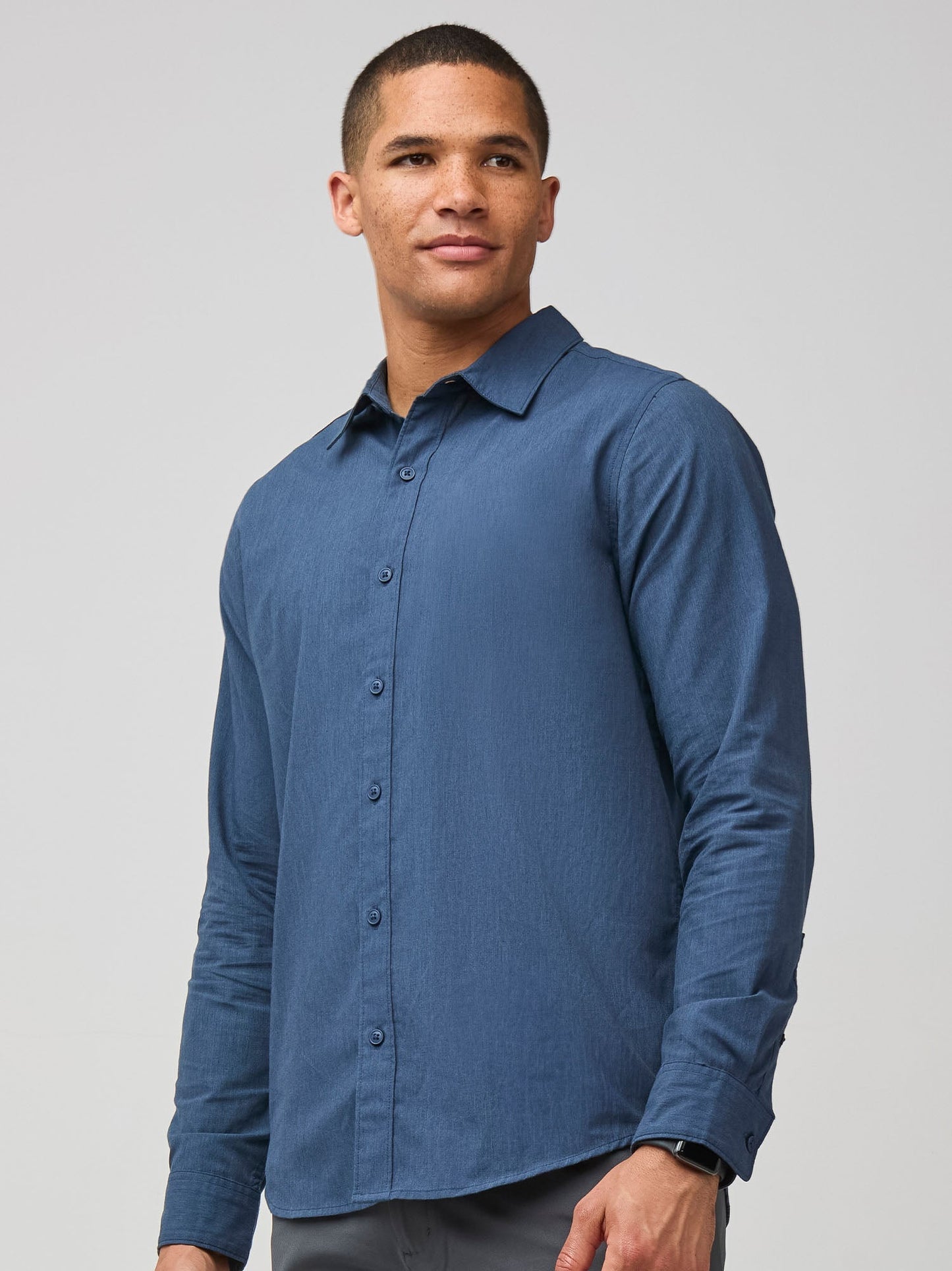 Navy Long Sleeve Button Up