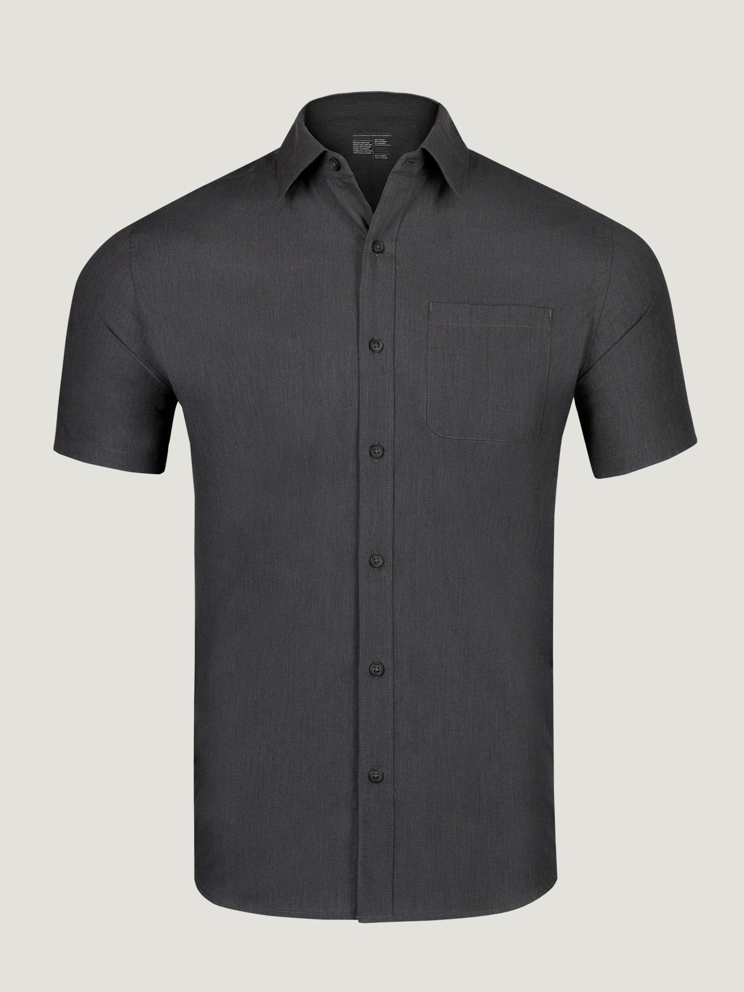 Charcoal Short Sleeve Stretch Button Up