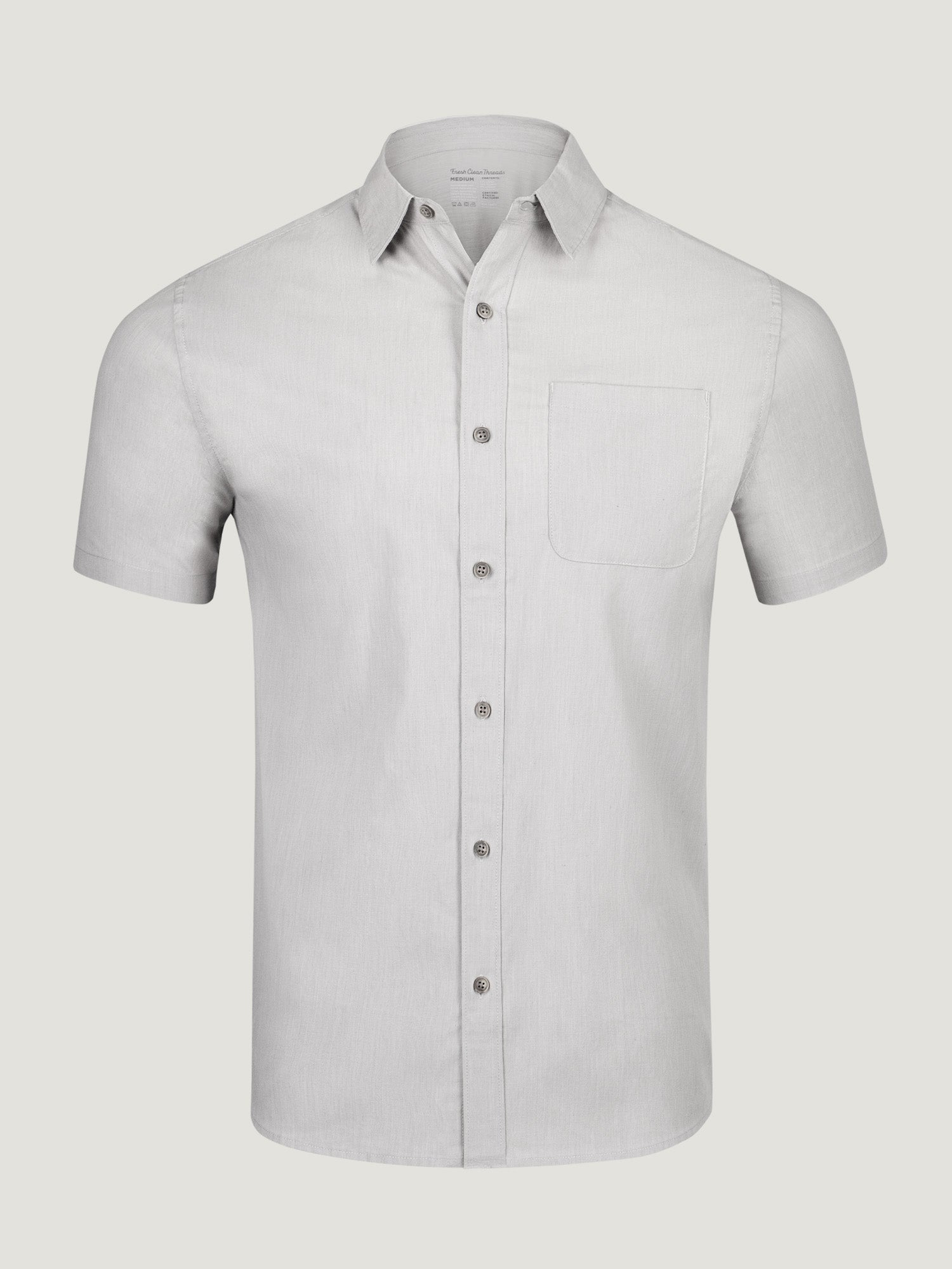 Vintage Grey Short Sleeve Stretch Button Up