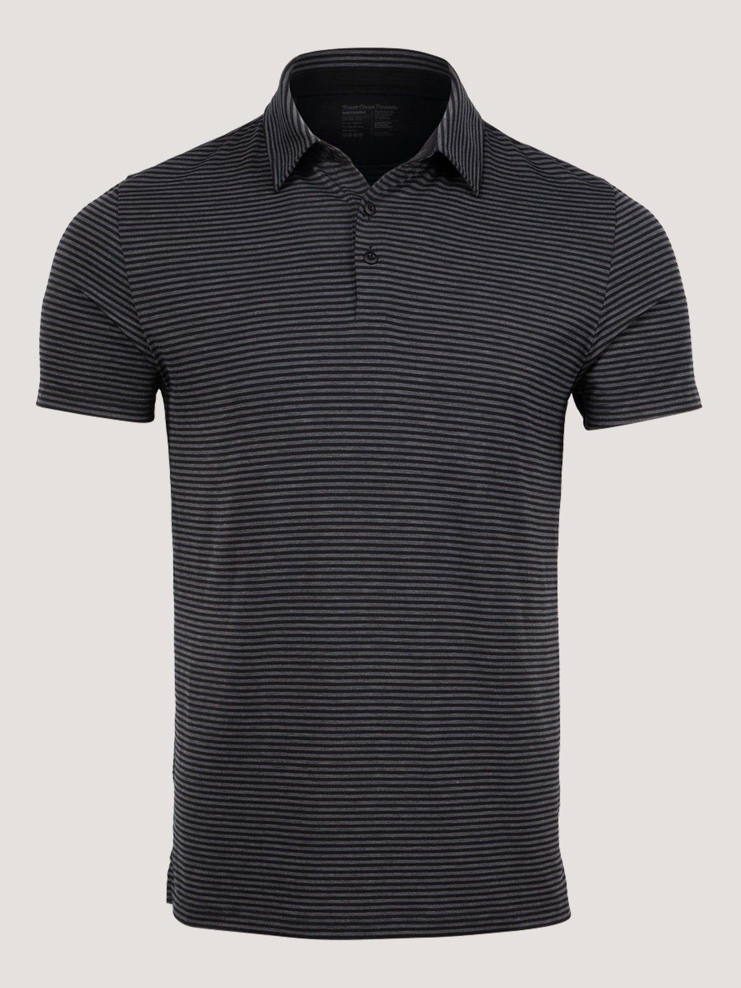 Black + Charcoal Striped Performance Polo