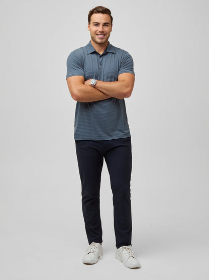 Navy + Wedgewood Striped Performance Polo
