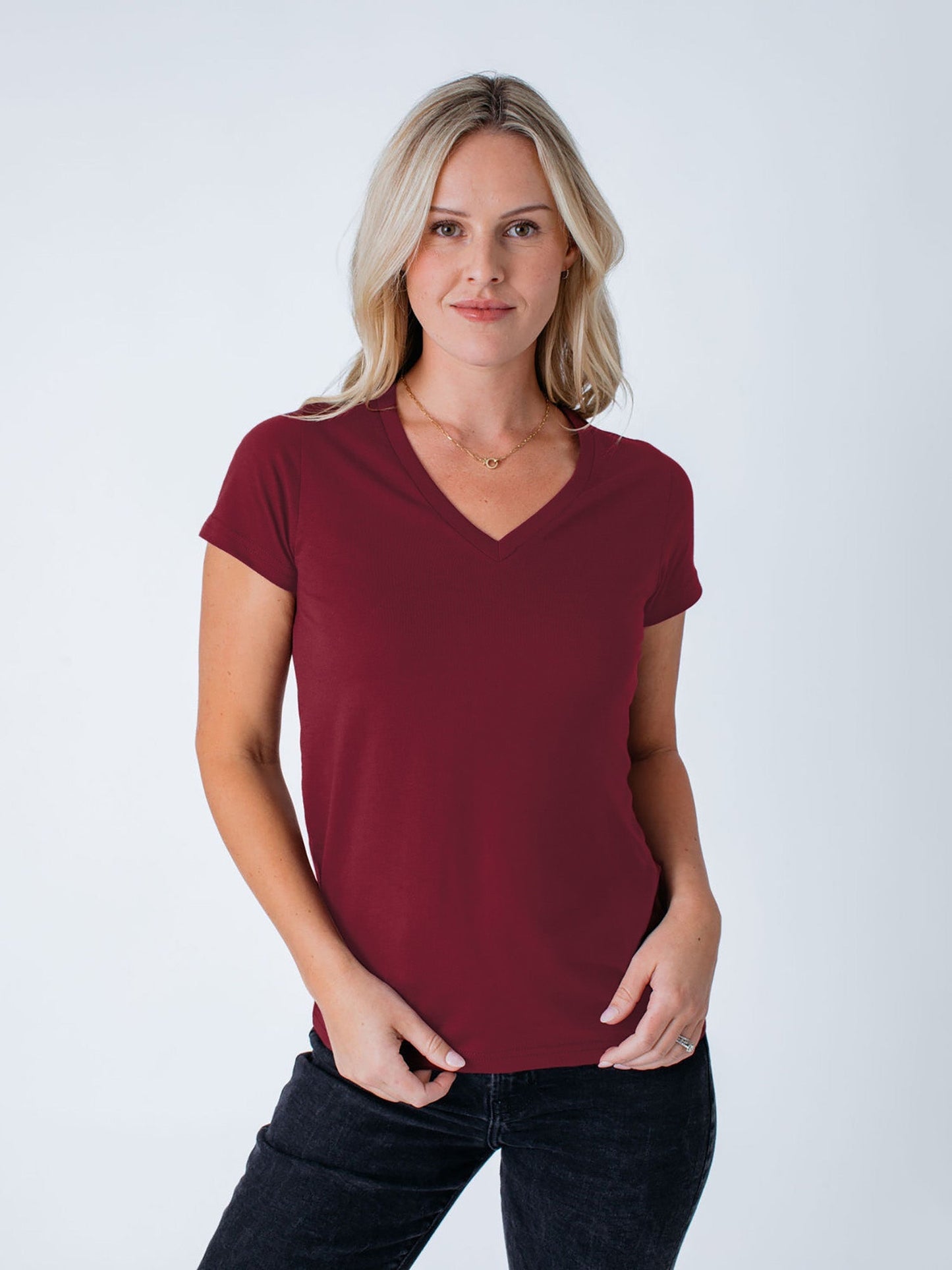 Women's Cosmic Red V-Neck