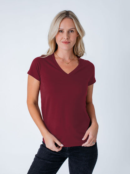 Women's Cosmic Red V-Neck