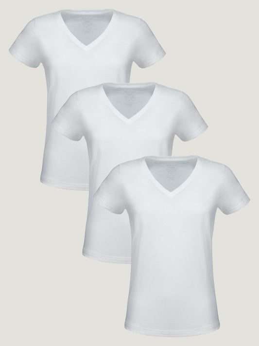 Women's All White V-Neck 3-Pack