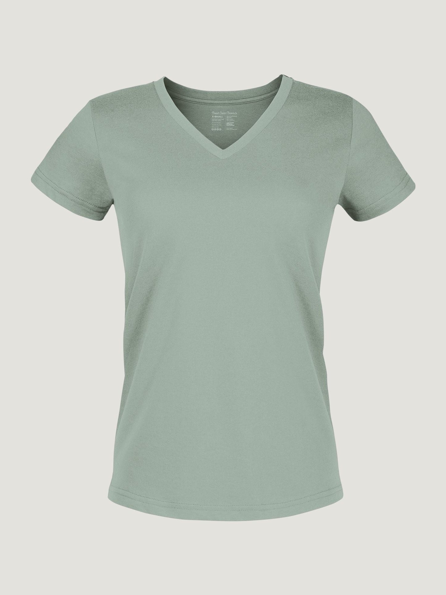 Women's Vintage Green V-Neck