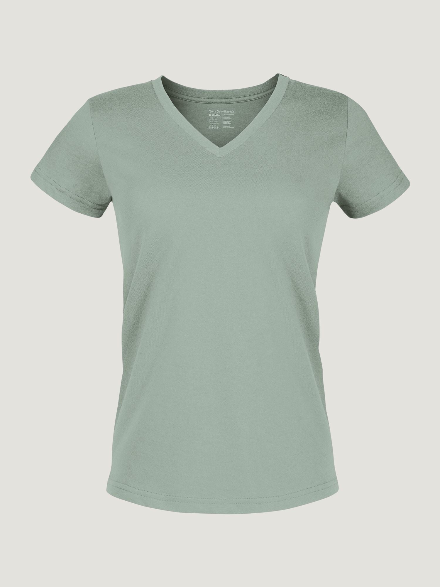 Women's Vintage Green V-Neck